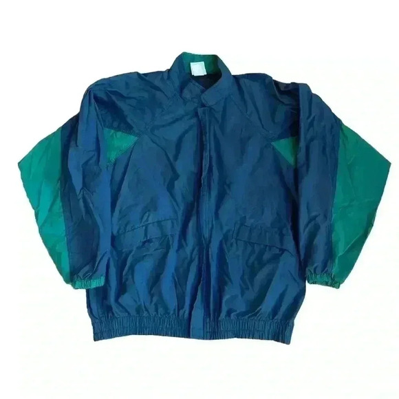Vintage 80s 90s Turfer Mens L Windbreaker Jacket Pullover Made In USA Blue Green - Picture 1 of 8